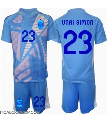 Spagna Unai Simon #23 Portiere Prima Maglia Bambino Europei 2024 Manica Corta (+ Pantaloni corti)